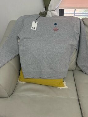 TC Gray Crewneck Sweatshirt with Palm Graphic and Text